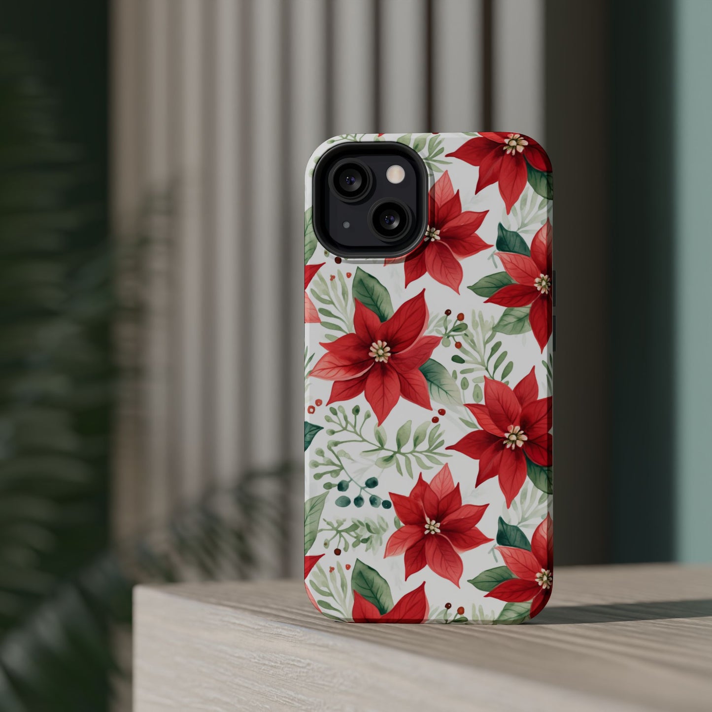 Festive Poinsettia Holiday Pattern – MagSafe iPhone Series Case