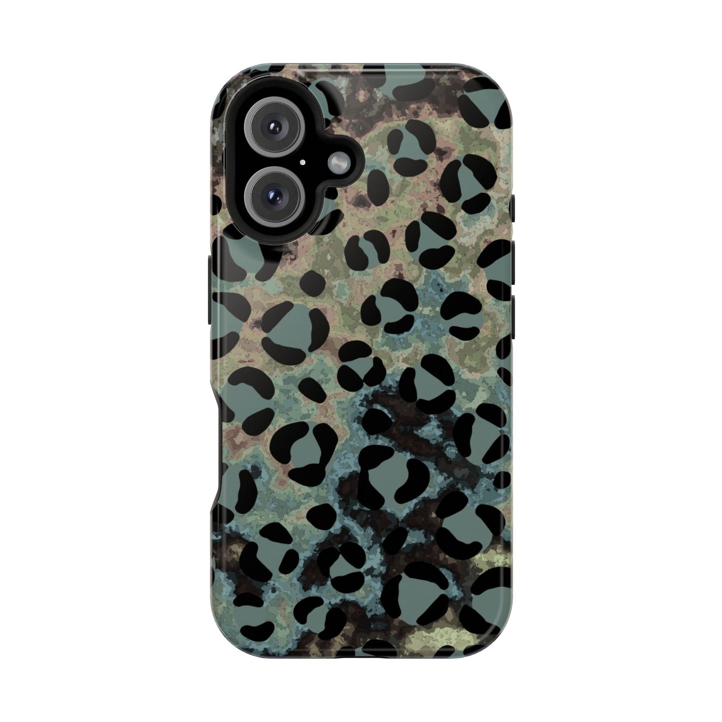 Moody Watercolor Leopard Print Tough MagSafe iPhone Case – Earthy Abstract Pattern with Dual-Layer Protection