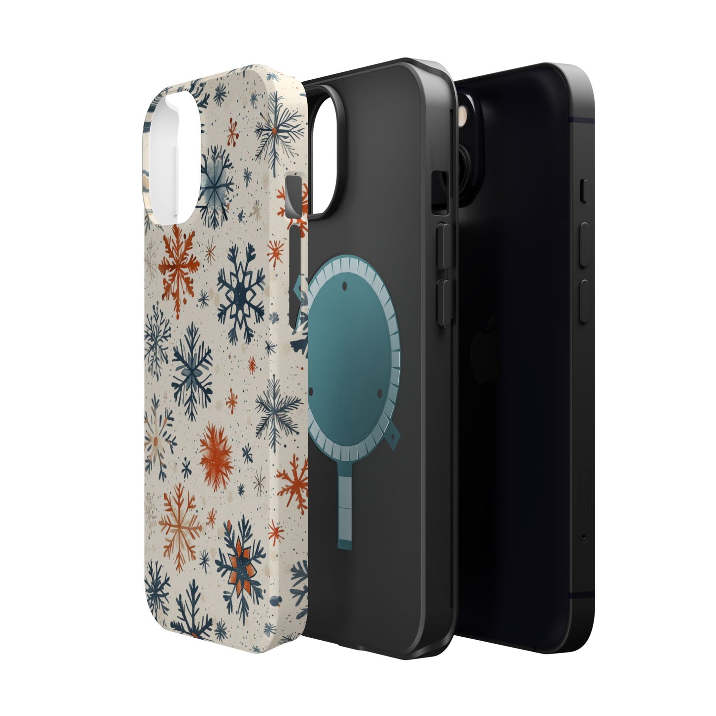 Rustic Orange and Blue Snowflake Pattern – MagSafe iPhone Series Case