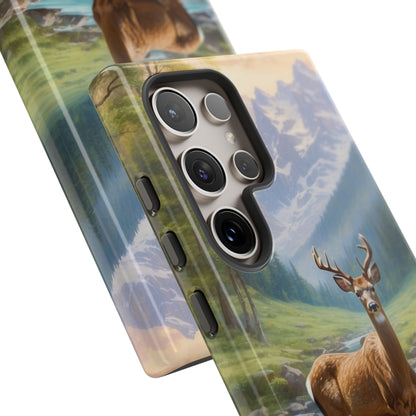 Alpine Serenity – Stag in Mountain Bliss Samsung Galaxy Phone Case