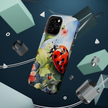 Watercolor Ladybug & Poppy Fields - MagSafe iPhone Case