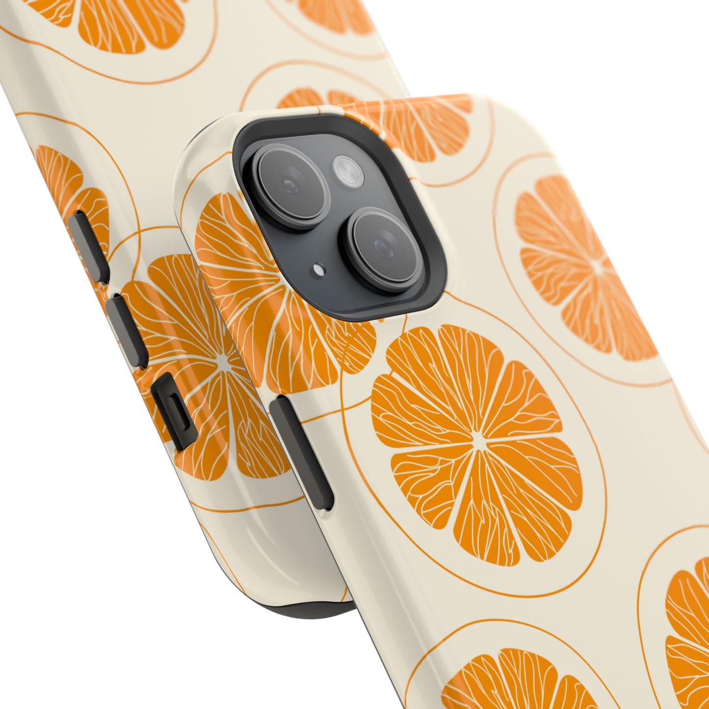 Citrus Burst Pattern Tough MagSafe iPhone Case – Bold Orange Design, Shockproof Protection