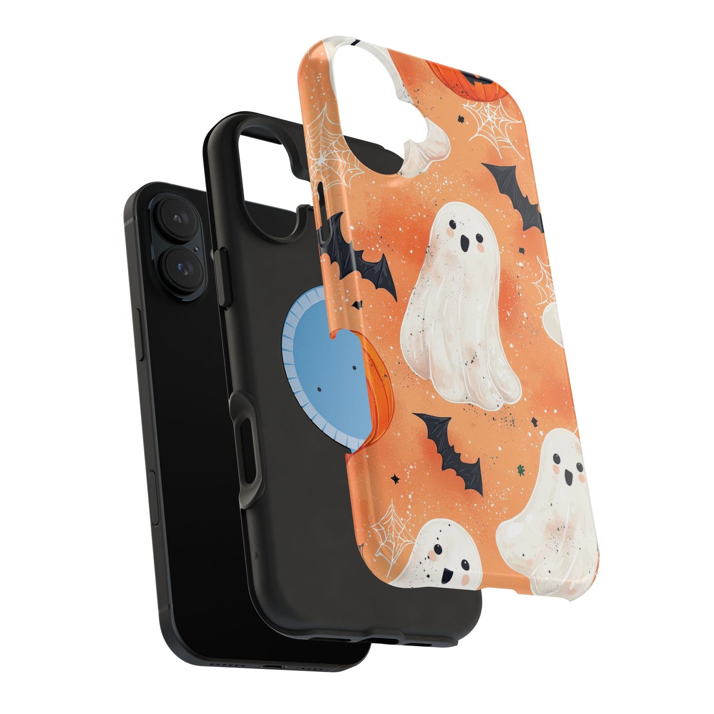 Spooky Cute Ghost MagSafe iPhone Case – Halloween Ghosts, Pumpkins, Bats & Cobwebs Design