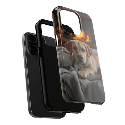 Cozy Golden Retriever by the Fireplace - iPhone Series Case