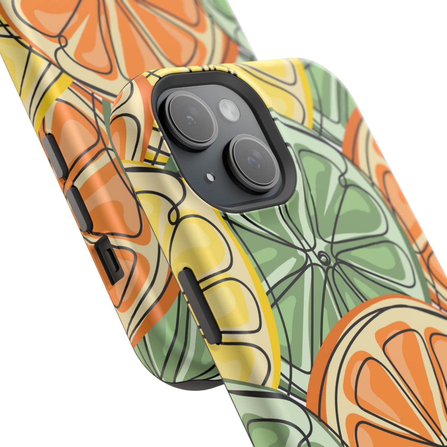 Citrus Zest Tough MagSafe iPhone Case – Bold Lime, Lemon, and Orange Design, Shockproof Protection