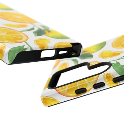 Sunny Citrus Grove Tough Samsung Galaxy Case – Watercolor Orange Design, Dual - Layer Protection - BOGO Cases