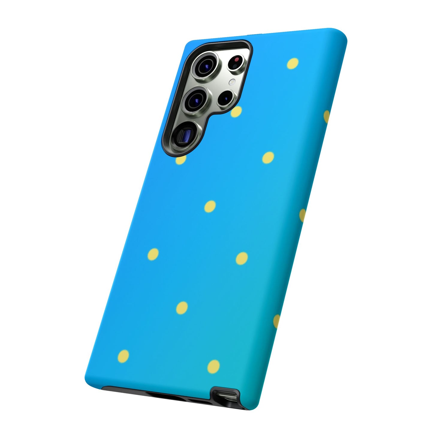 Blue Ocean Gradient Polka Dots Samsung Galaxy Case – Shockproof, Smooth Matte Finish, Dual-Layer Design