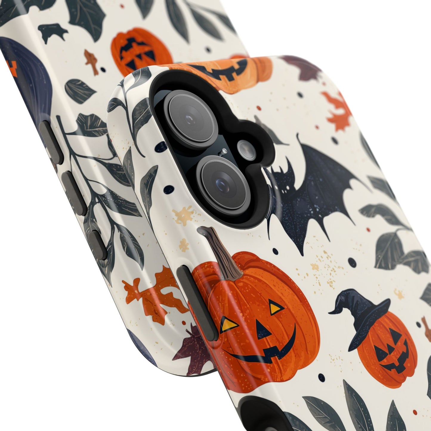 Spooky Halloween MagSafe iPhone Case – Pumpkins, Bats, and Spider Design