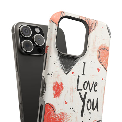 Romantic "I Love You" Heart Sketch - MagSafe Compatible Case