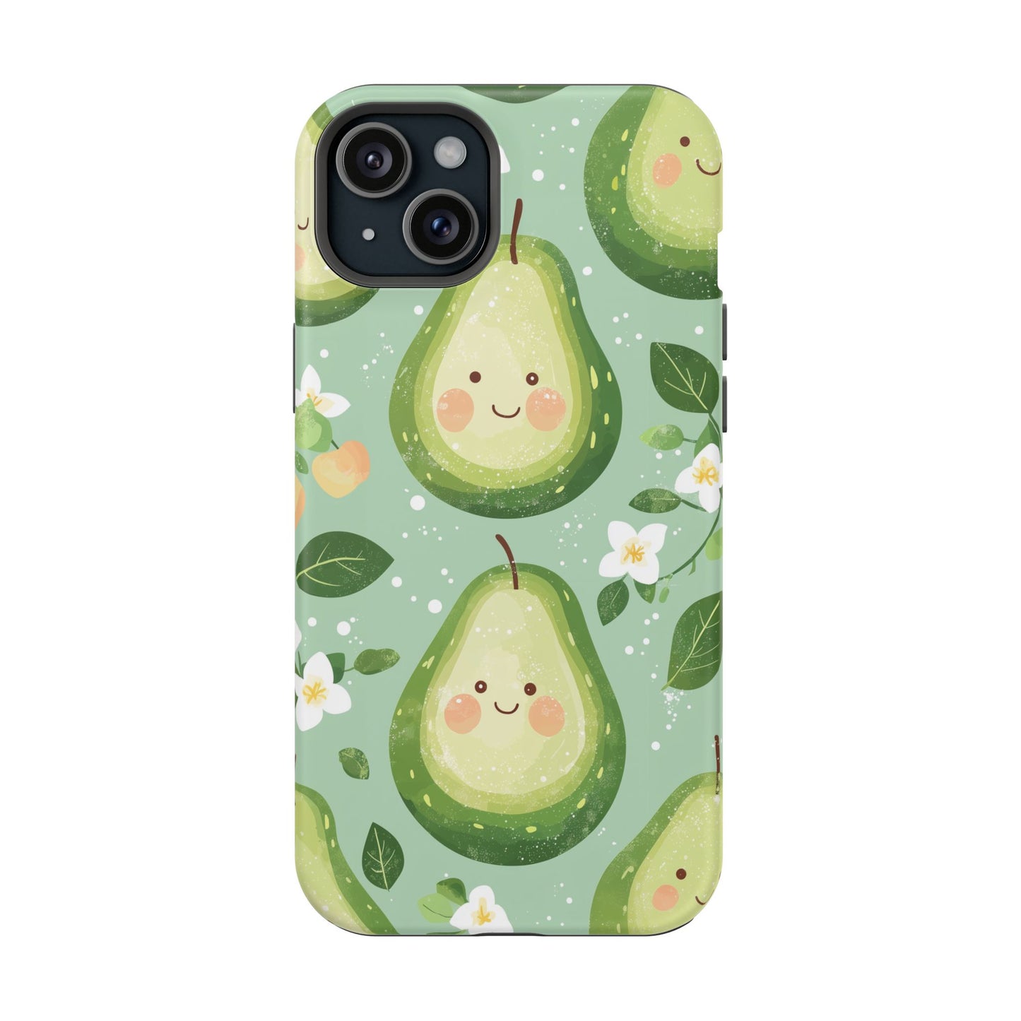 Smiling Avocados Tough MagSafe iPhone Case – Cute Avocado Design, Dual-Layer Protection