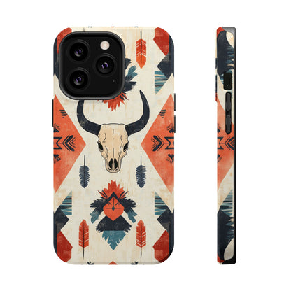 Southwestern Boho Skull Tough MagSafe iPhone Case – Durable Matte Finish, Dual-Layer Protection