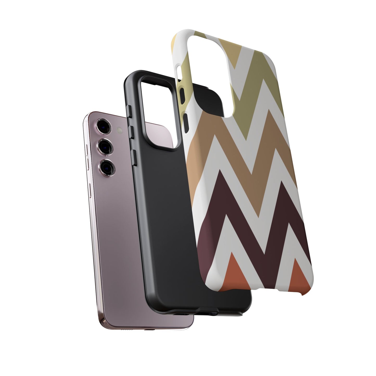 Earthy Chevron Samsung Galaxy Case – Boho-Inspired Design with Dual-Layer Protection