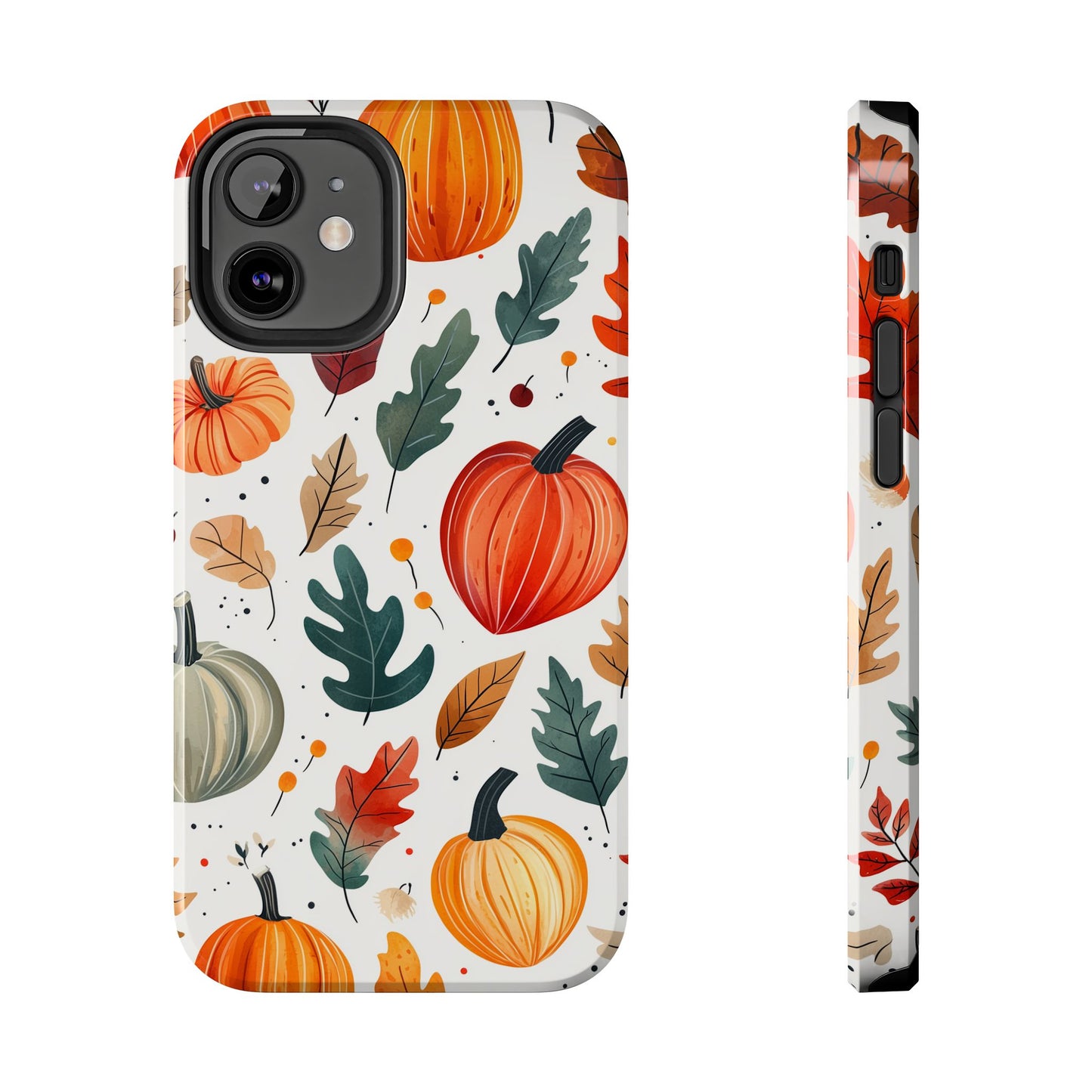 Autumn Harvest iPhone Case - Pumpkin and Fall Leaf Design