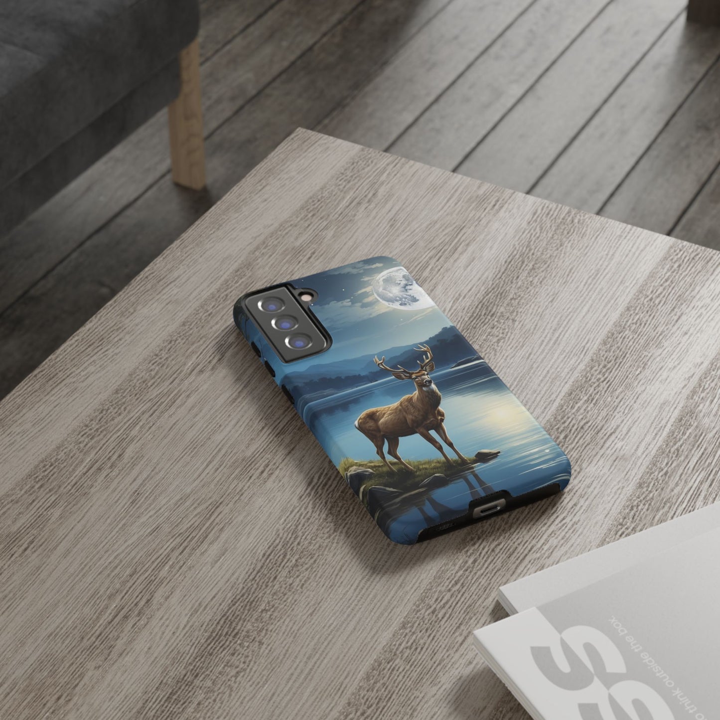 Moonlit Elegance: Stag by the Lake – Samsung Galaxy Case