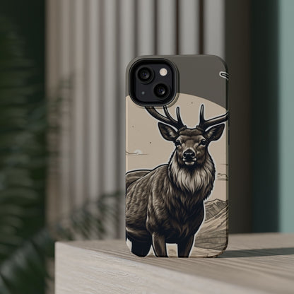 Monochrome Majesty – Regal Stag MagSafe iPhone Cases