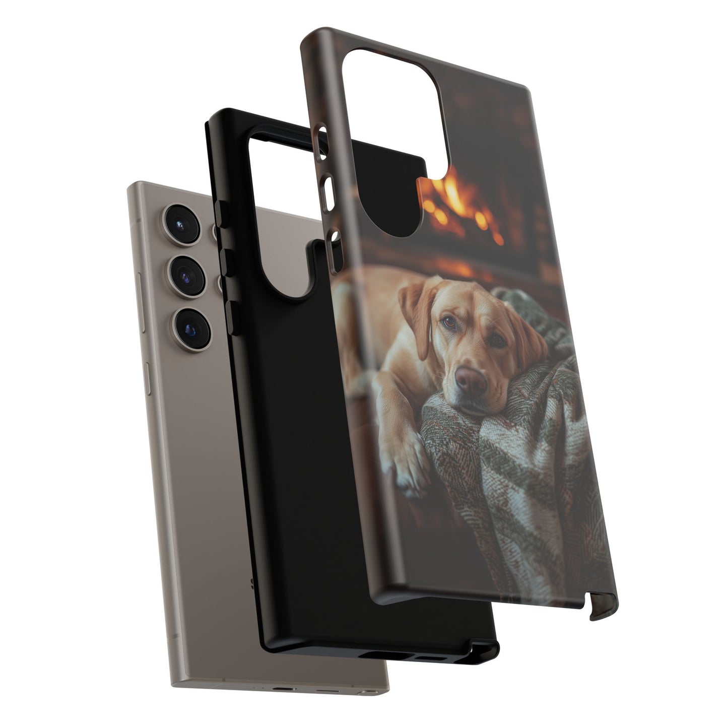 Cozy Labrador by Fireplace Samsung Galaxy Case – Rustic Cabin Protective Cover