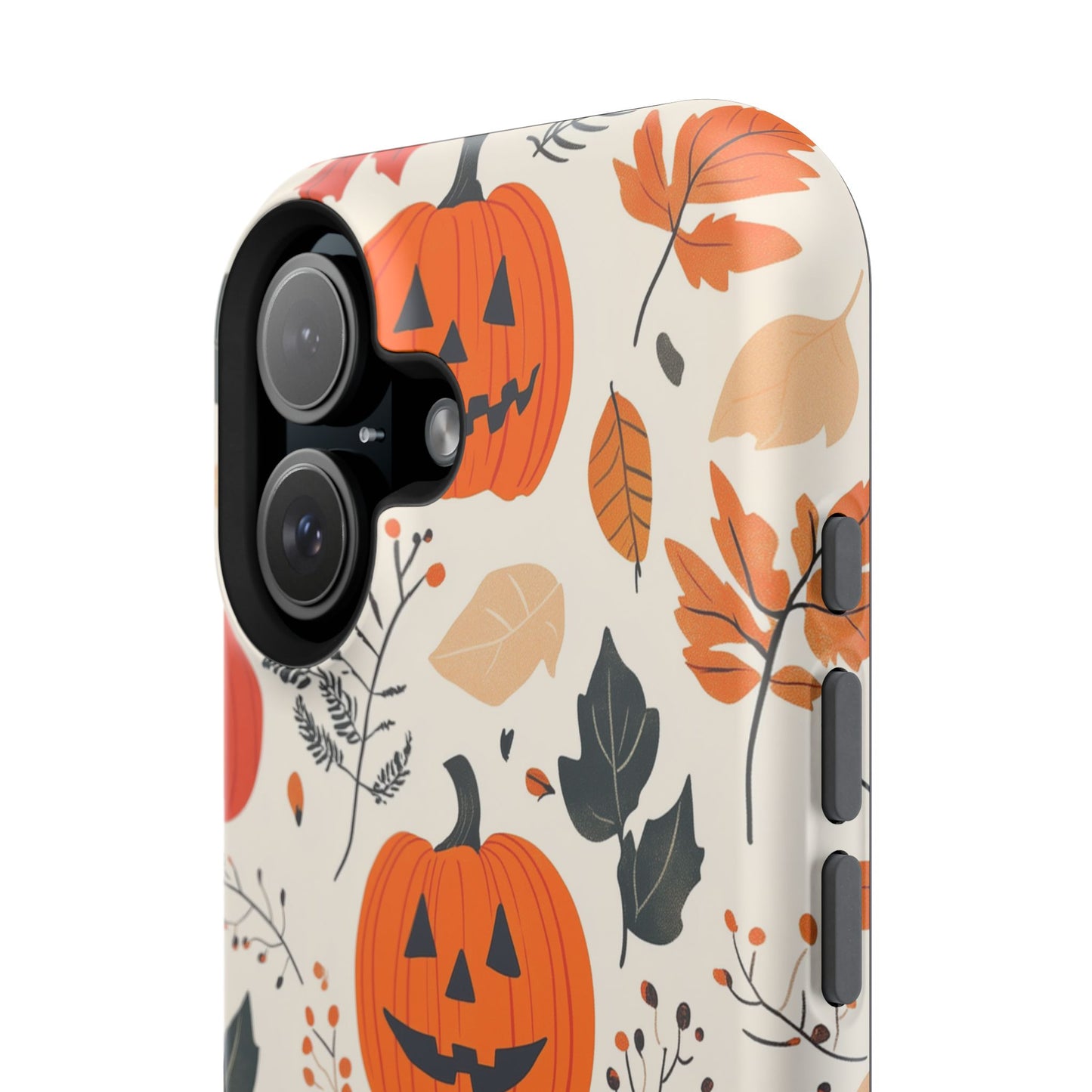 Spooky Pumpkin & Skeleton MagSafe iPhone Case – Halloween Jack-O'-Lantern Design