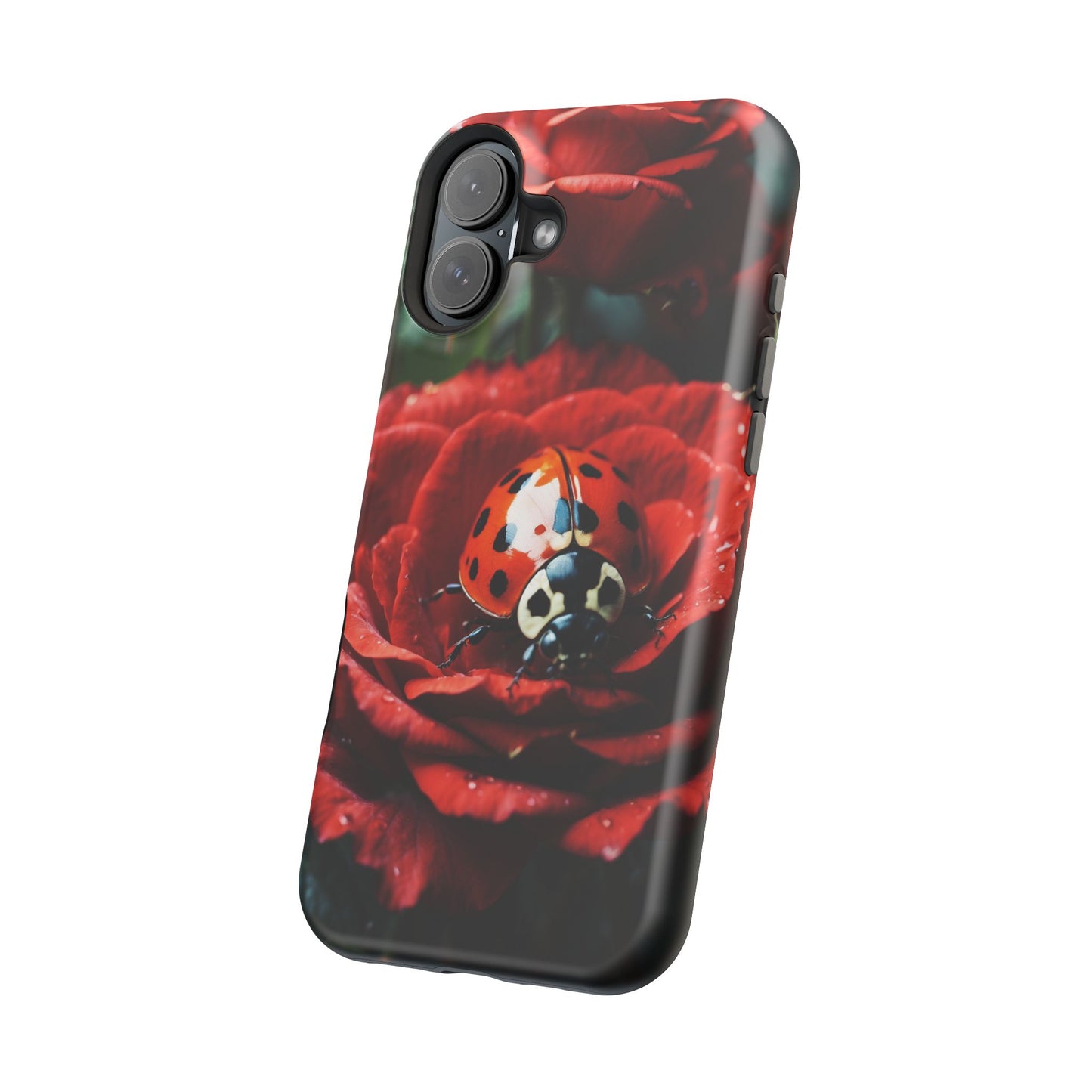 Elegant Rose & Ladybug Charm - MagSafe iPhone Case