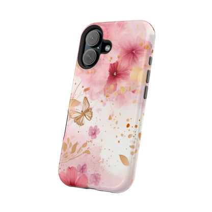 Blush Pink Floral Butterfly - MagSafe iPhone Case