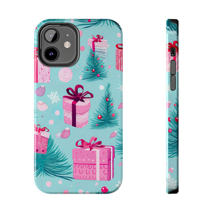 Festive Pink Christmas Gifts and Evergreen iPhone Case – Holiday Theme, Protective Cover