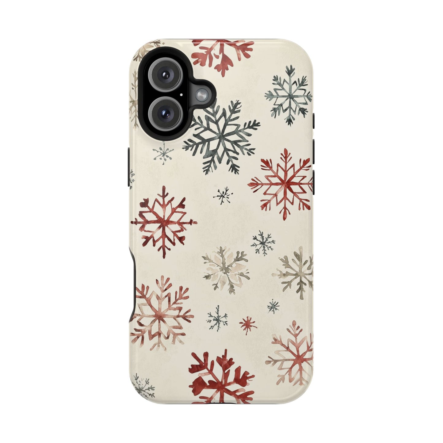 Vintage Red and Gray Snowflake Pattern – MagSafe iPhone Series Case