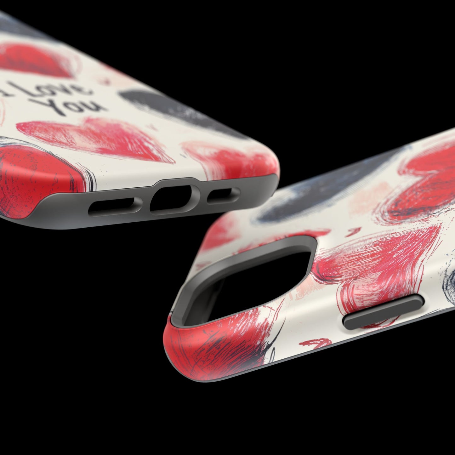 Brushstroke Hearts of Love "I Love You" - MagSafe Compatible Case