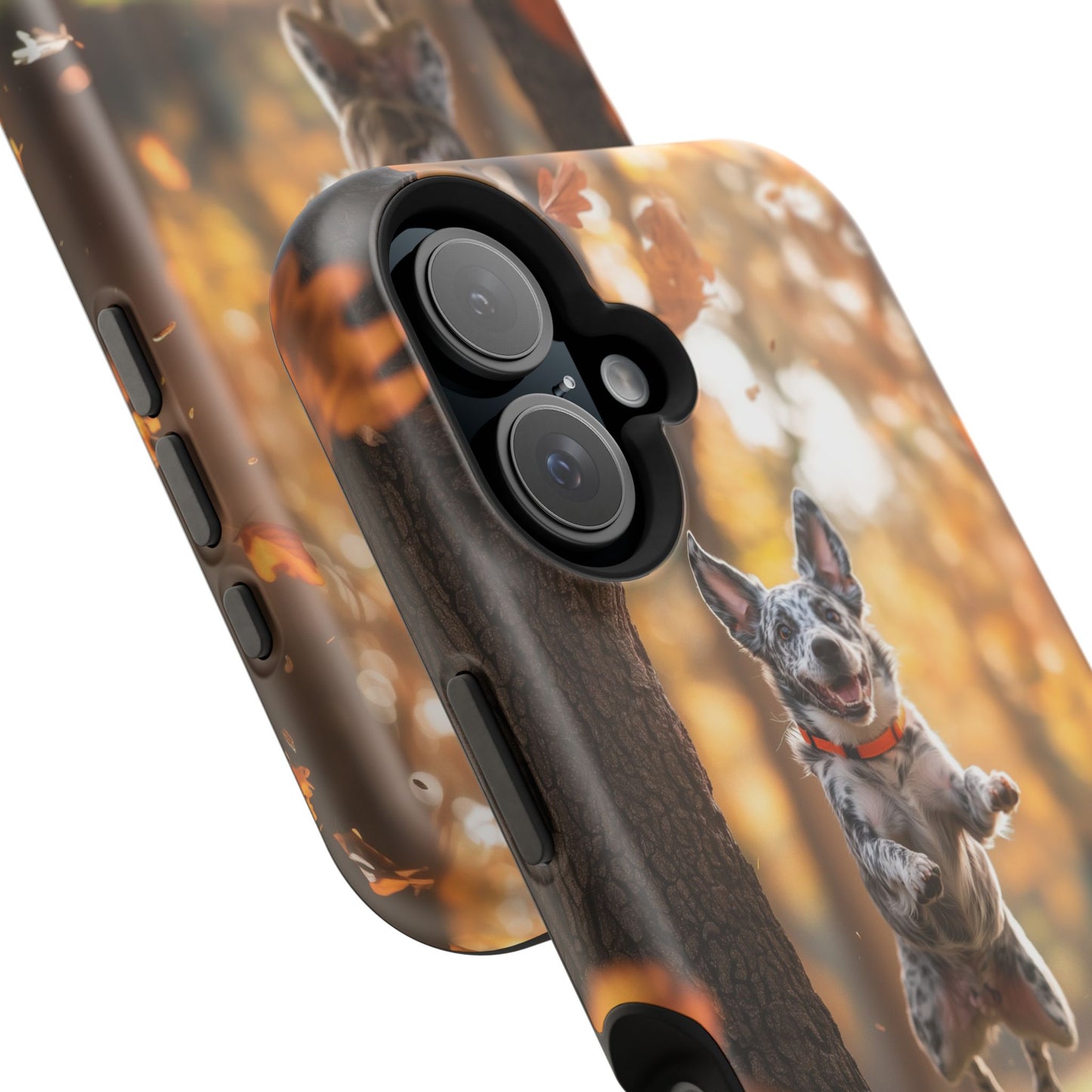 Energetic Blue Heeler Forest Pup MagSafe iPhone Case – Durable Outdoor-Inspired Design