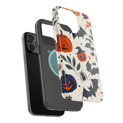 Spooky Halloween MagSafe iPhone Case – Pumpkins, Bats, and Spider Design