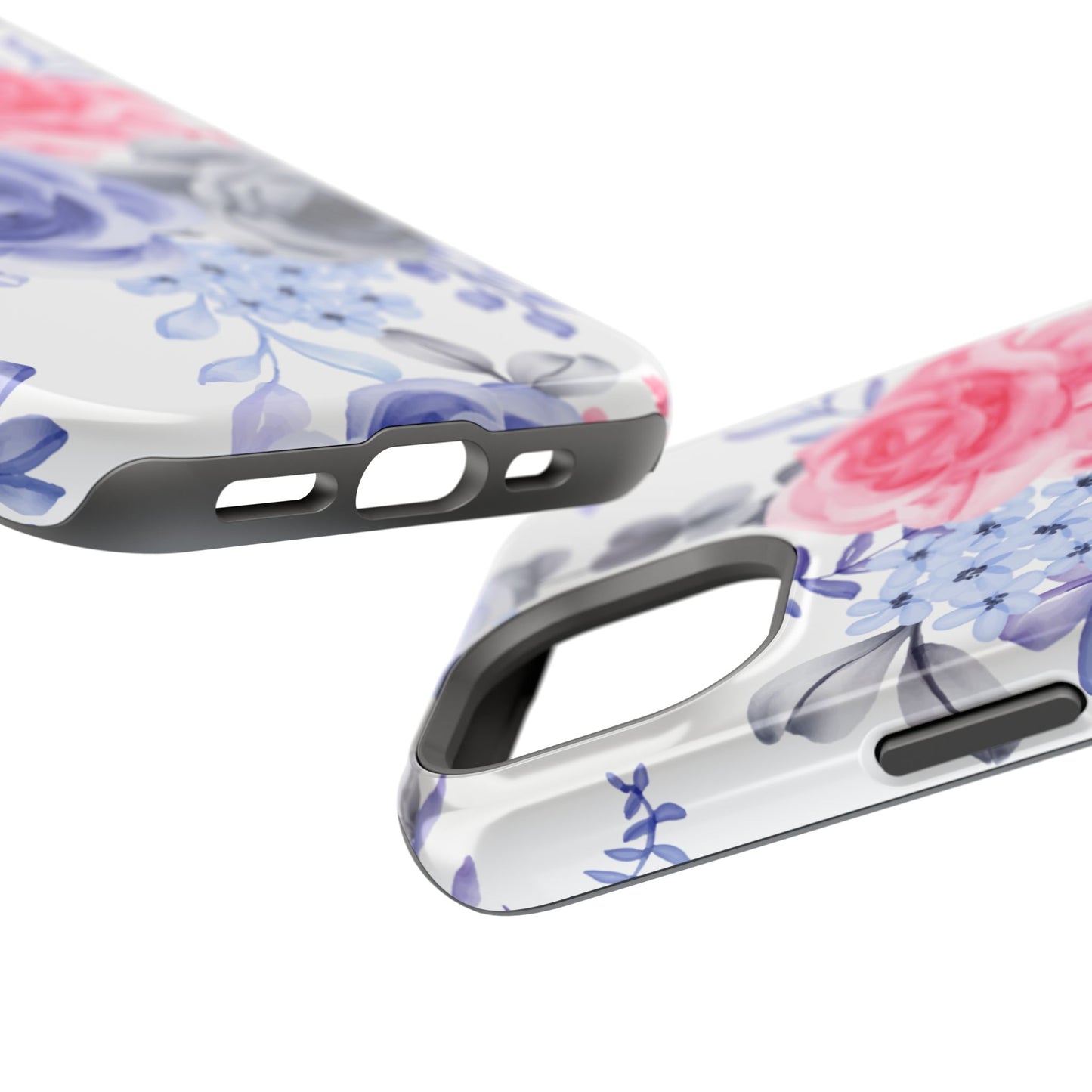 Elegant Blue Floral Watercolor Design – MagSafe iPhone Case