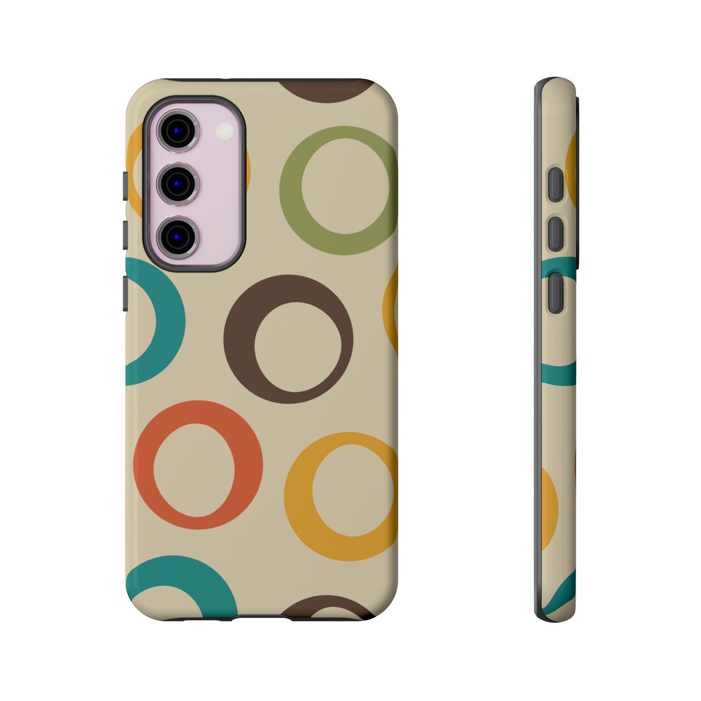 Retro Colorful Rings Samsung Galaxy Case – Shockproof, Matte Finish, Dual-Layer Protection