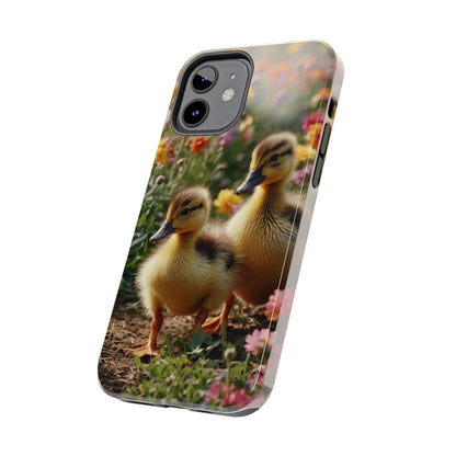 Charming Ducklings in Floral Garden - iPhone Case