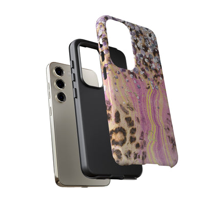 Crystal Glam Leopard - Samsung Galaxy Series Case with Glitter and Gem Accents