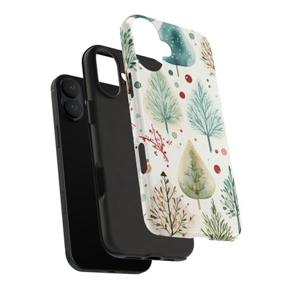 Watercolor Winter Trees iPhone Case – Nature-Inspired, Holiday Theme Protective Cover