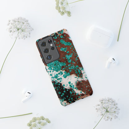 Teal Glitter Cowhide - Samsung Galaxy Series Case