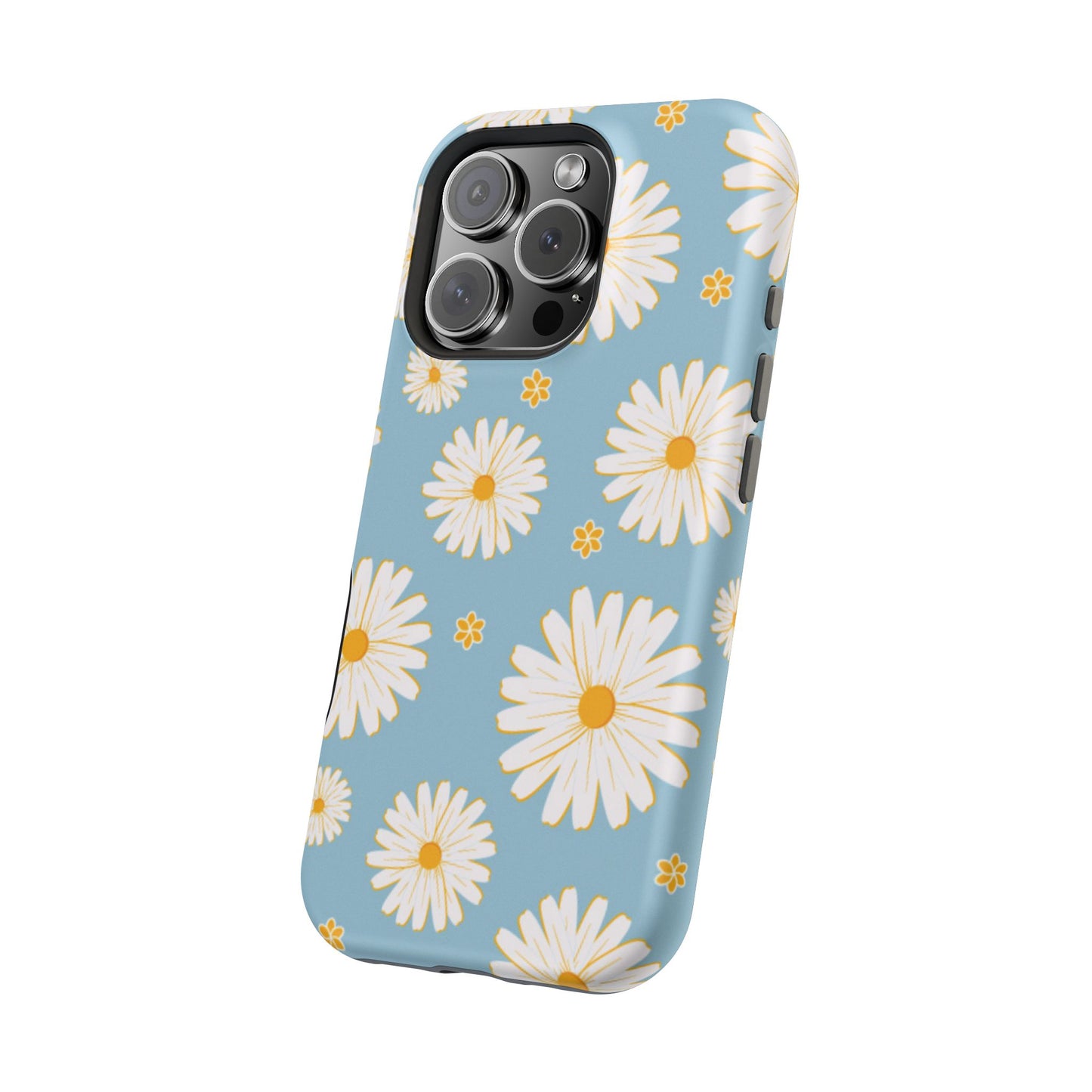 Bright Daisy MagSafe iPhone Case – Light Blue Background, Shockproof and Slim Design