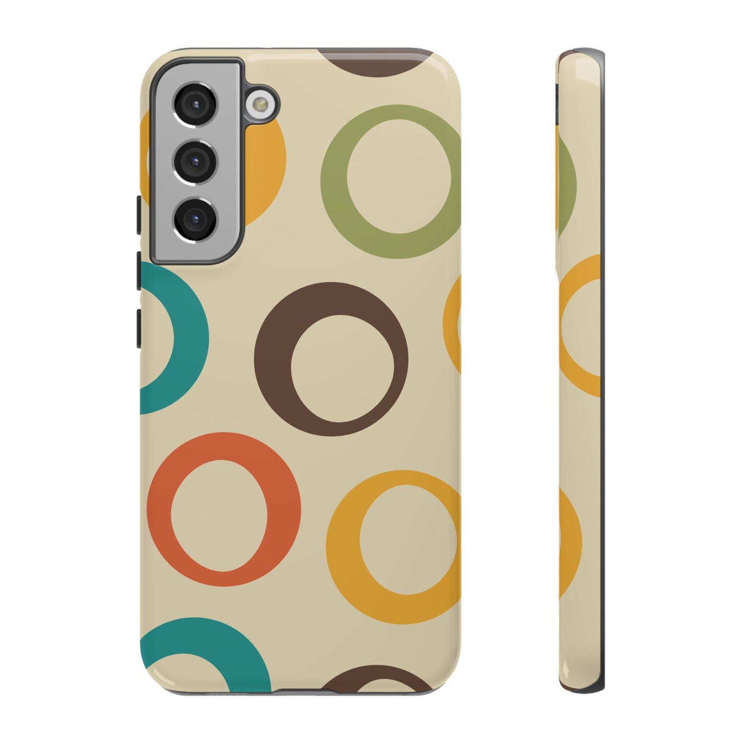 Retro Colorful Rings Samsung Galaxy Case – Shockproof, Matte Finish, Dual-Layer Protection