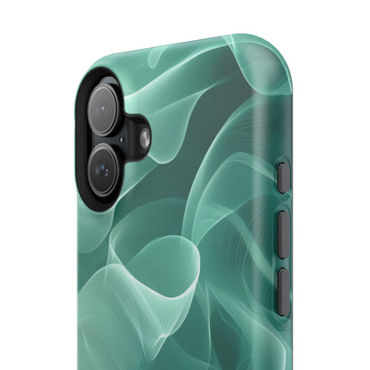 Emerald Flow MagSafe iPhone Case – Translucent Green Fabric-Inspired Design