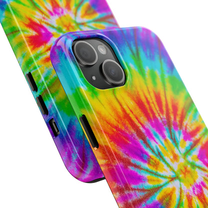 Rainbow Spiral Tie-Dye iPhone Case – Bright & Retro Design