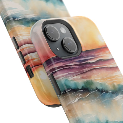 Sunset Waves MagSafe iPhone Case – Vibrant Watercolor Design