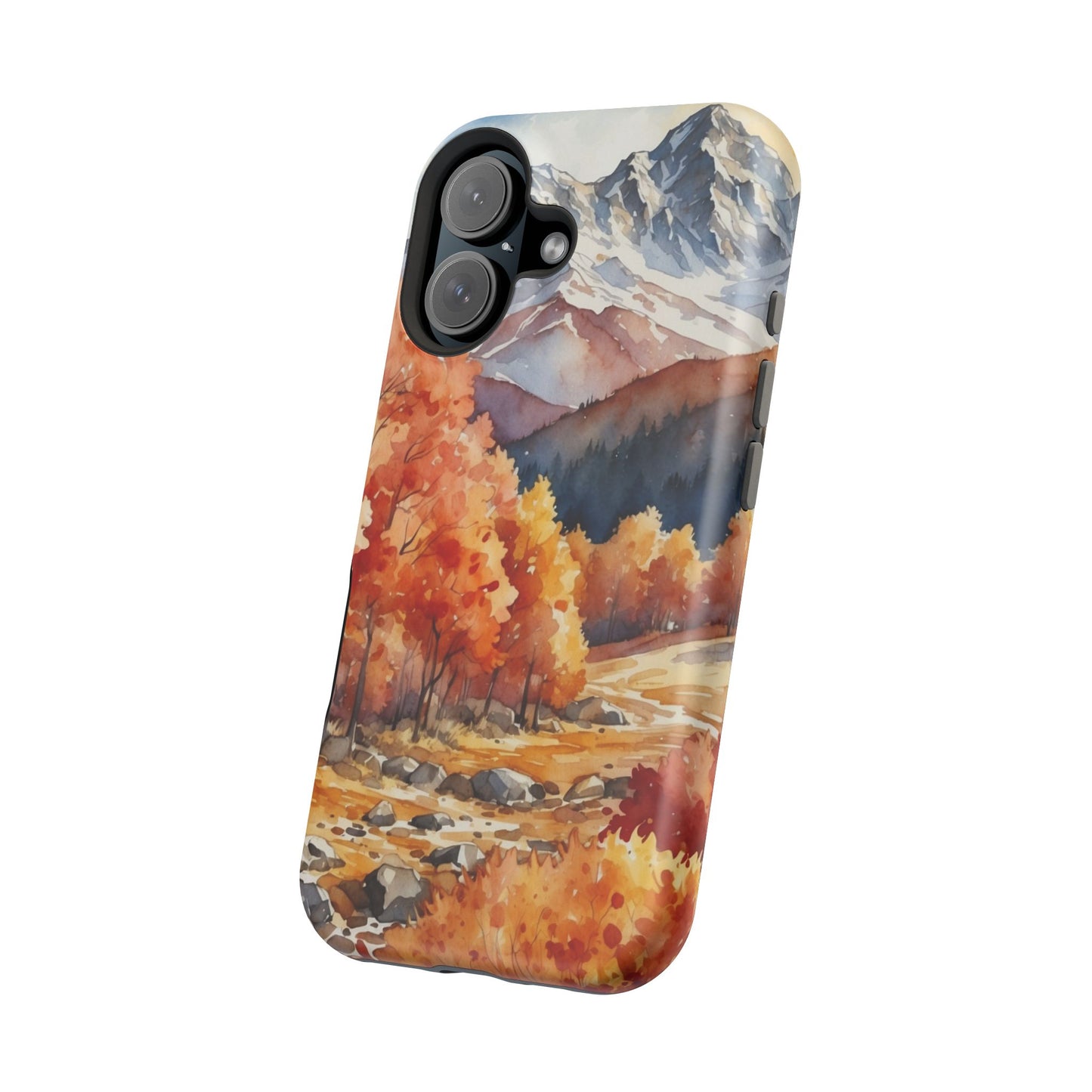 Watercolor Autumn Forest and Mountains - MagSafe iPhone Case