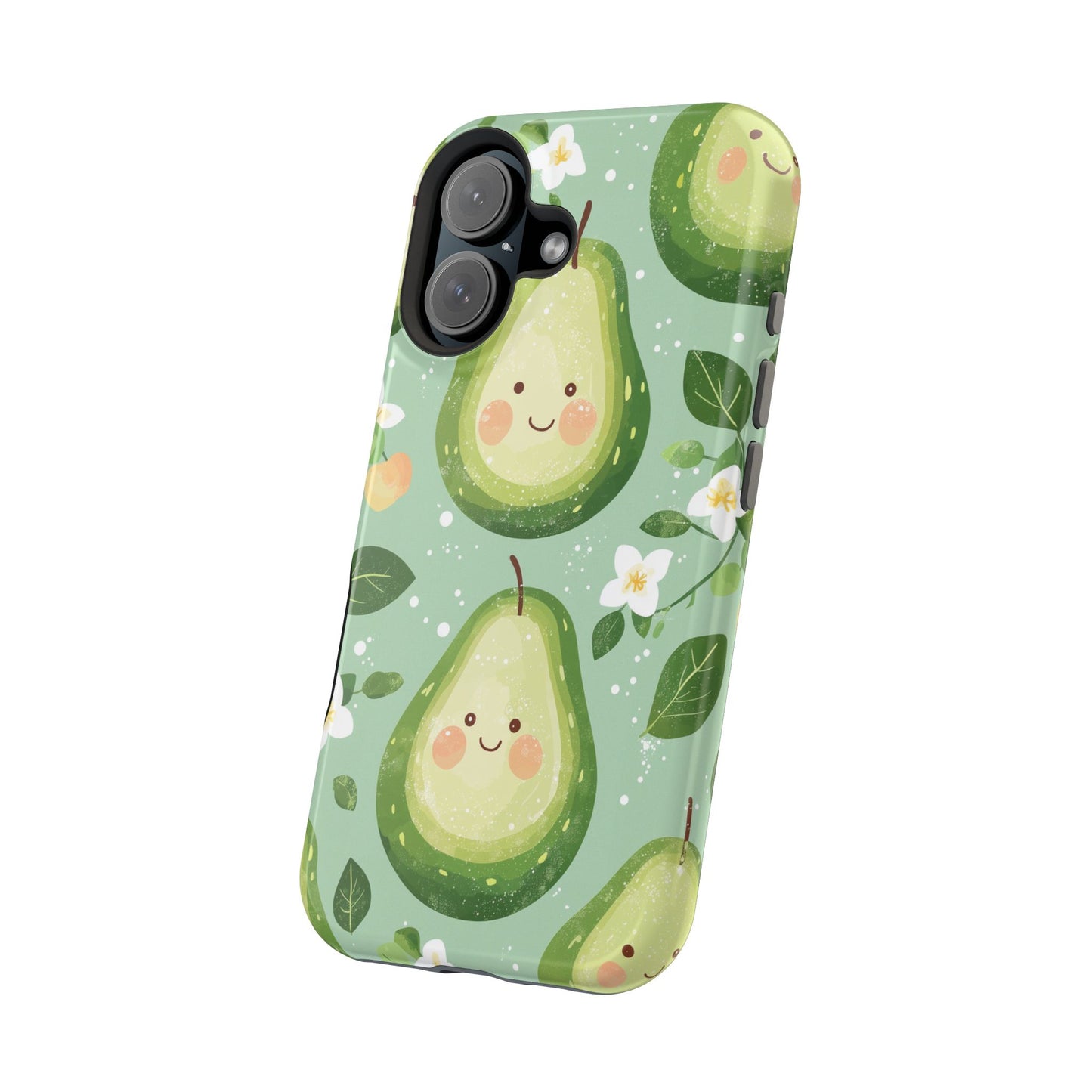 Smiling Avocados Tough MagSafe iPhone Case – Cute Avocado Design, Dual-Layer Protection