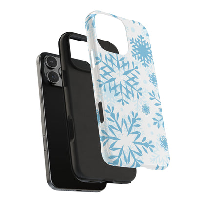 Frosty Blue Snowflakes iPhone Case – Shockproof, Smooth Matte Finish, Dual-Layer Design