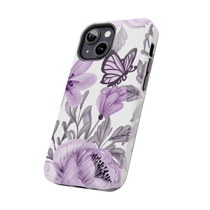 Lavender Bloom Butterfly iPhone Case – Delicate Floral Design with Watercolor Details