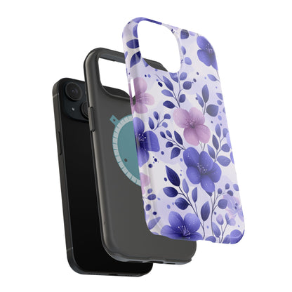 Purple Floral MagSafe iPhone Case – Durable Protection with Elegant Flower Design