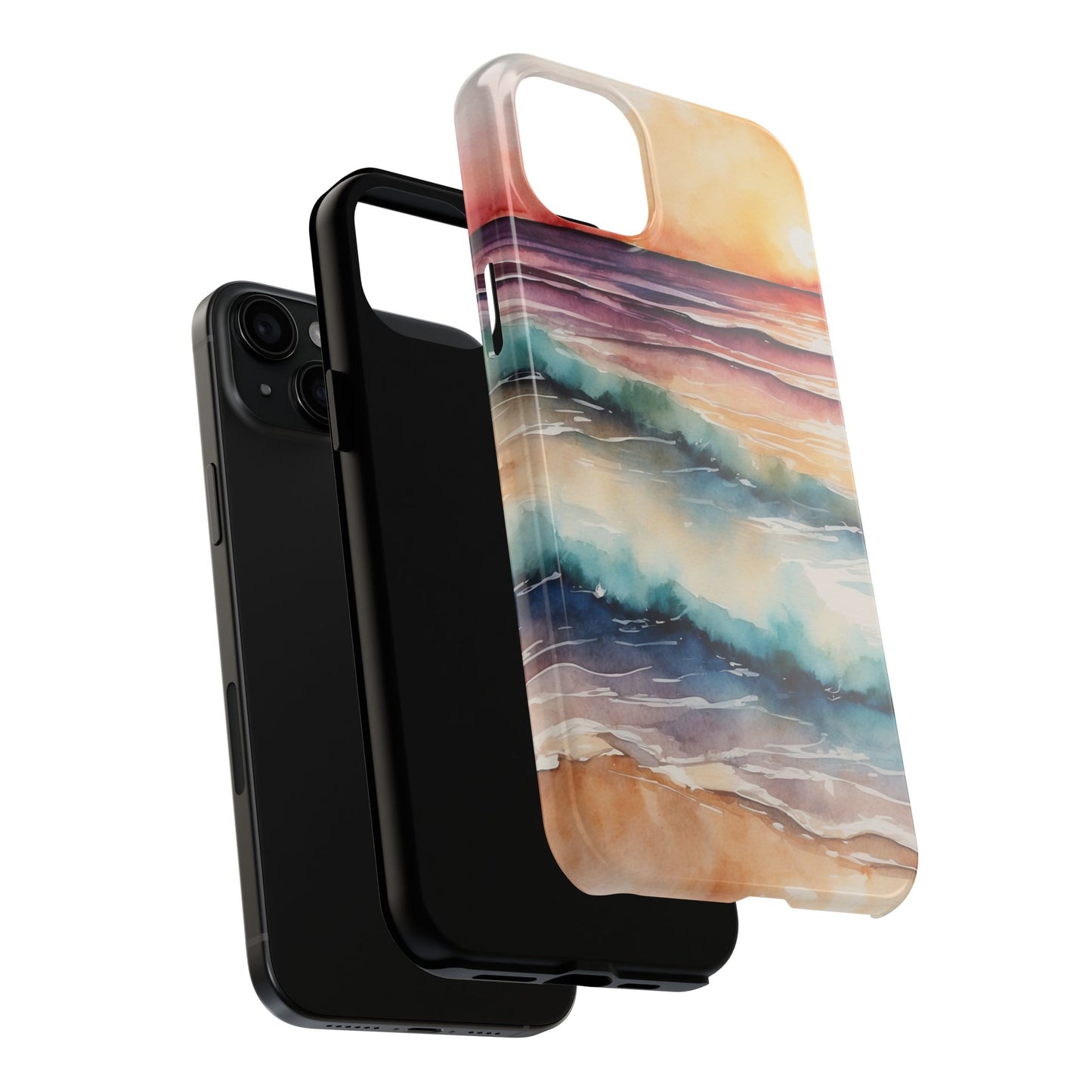 Sunset Waves iPhone Case – Vibrant Watercolor Design