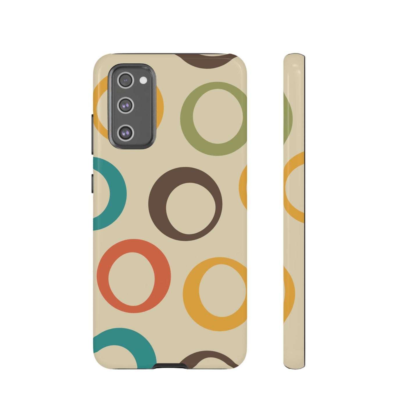 Retro Colorful Rings Samsung Galaxy Case – Shockproof, Matte Finish, Dual-Layer Protection