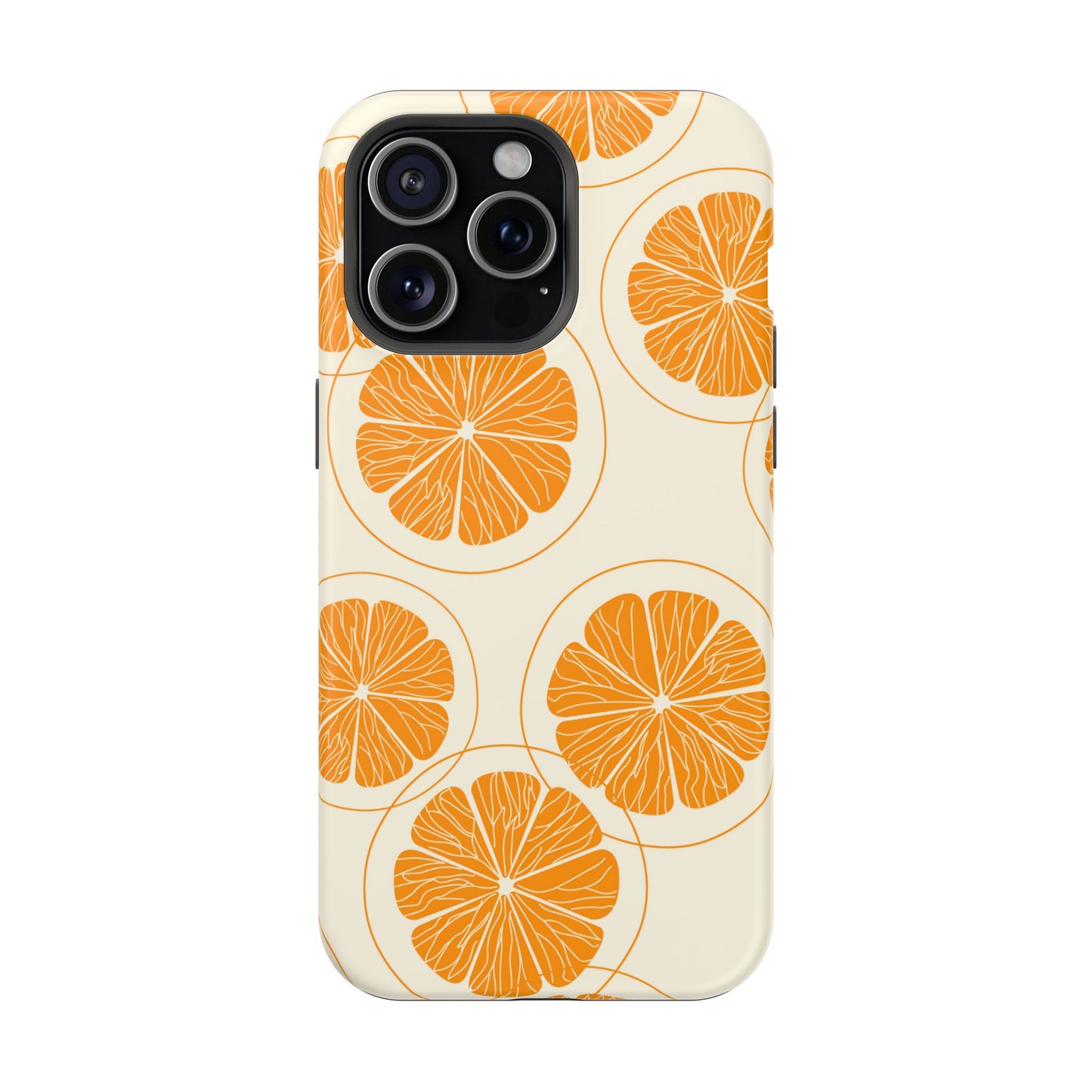 Citrus Burst Pattern Tough MagSafe iPhone Case – Bold Orange Design, Shockproof Protection