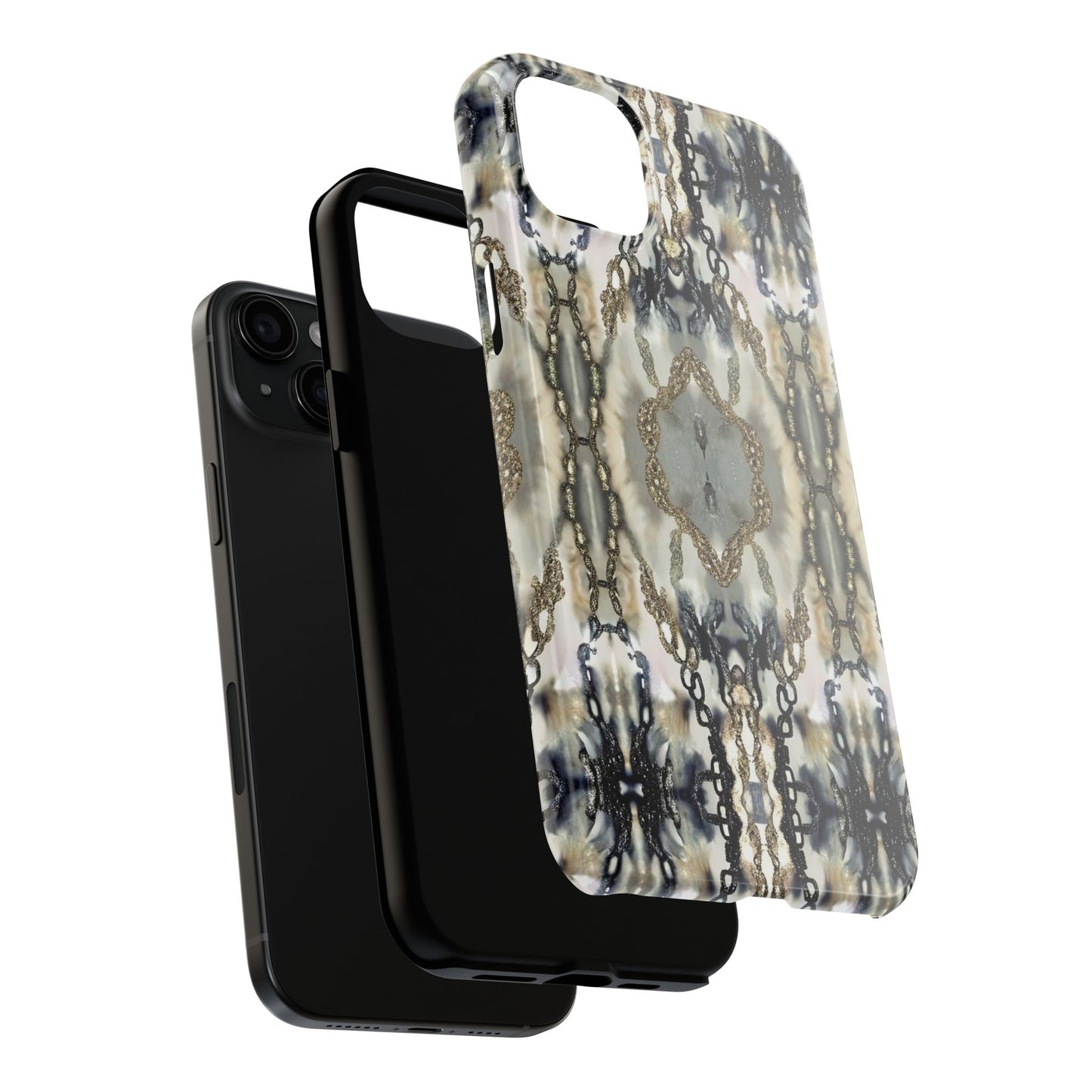 Abstract Marble - Metal Chain Pattern iPhone Case - Chic Protective Cover