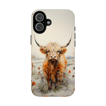 Cutest Highland Cow & Flowers Phone Case!