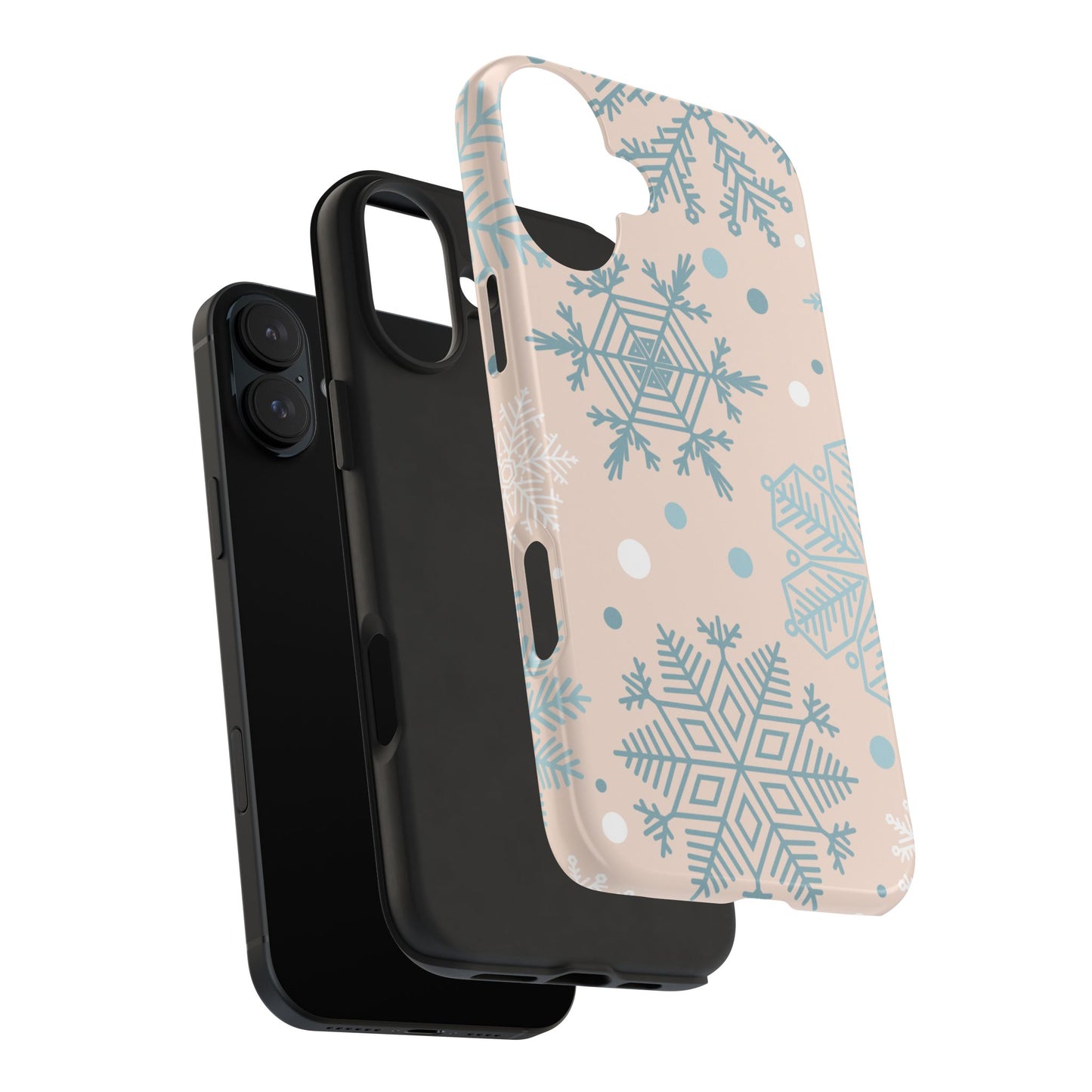 Winter Snowflakes iPhone Case – Shockproof, Smooth Matte Finish, Dual-Layer Protection